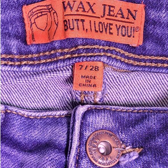 Wax Jeans Butt I Love You 7 Jr Distressed Skinny Jeans Cuffed Ankle Skater Punk - Picture 6 of 9
